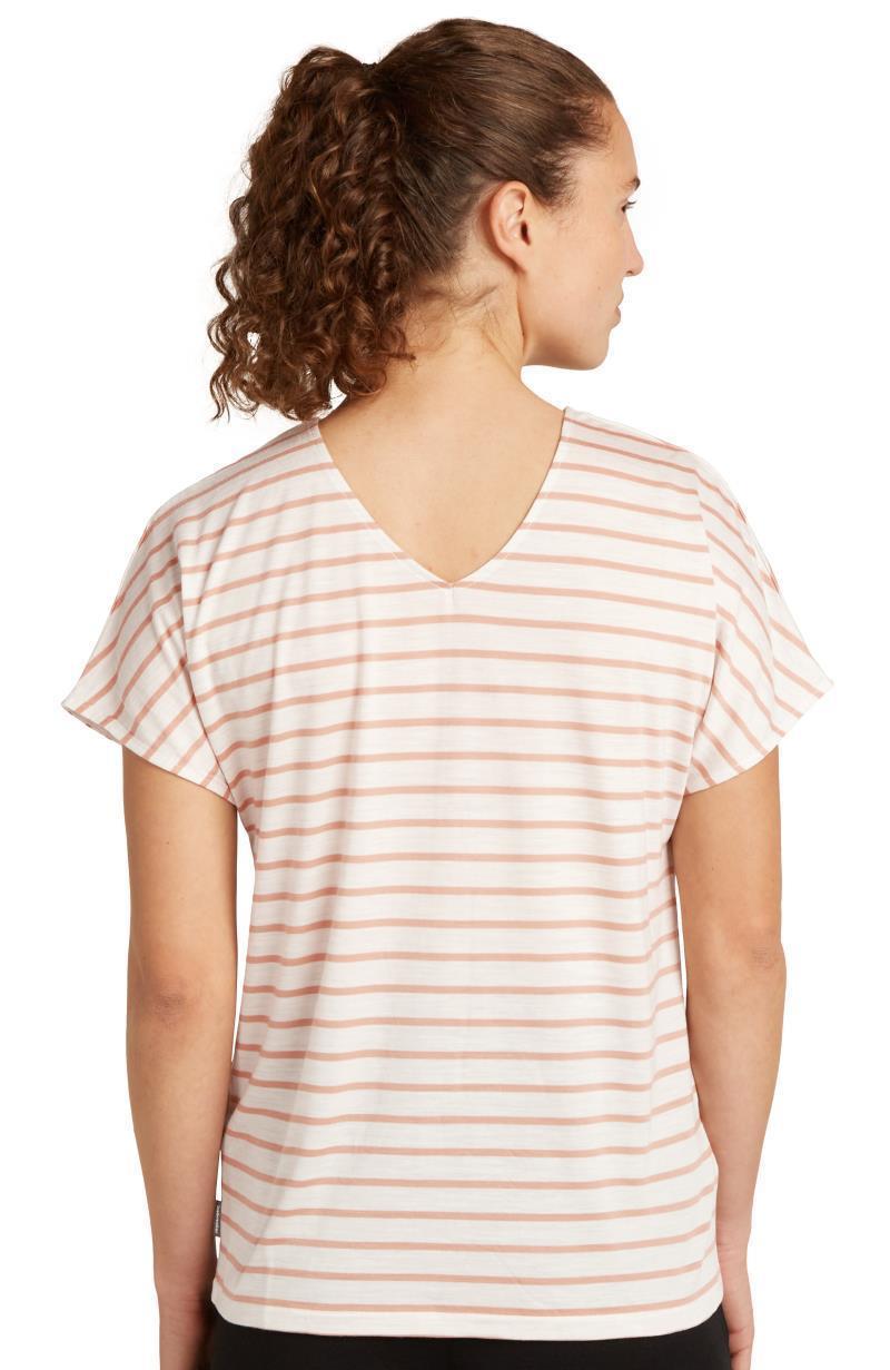 Merino Blend Drayden Reversible SS Top - Stripe - Womens - ecru heather / desert sand - stripe 1