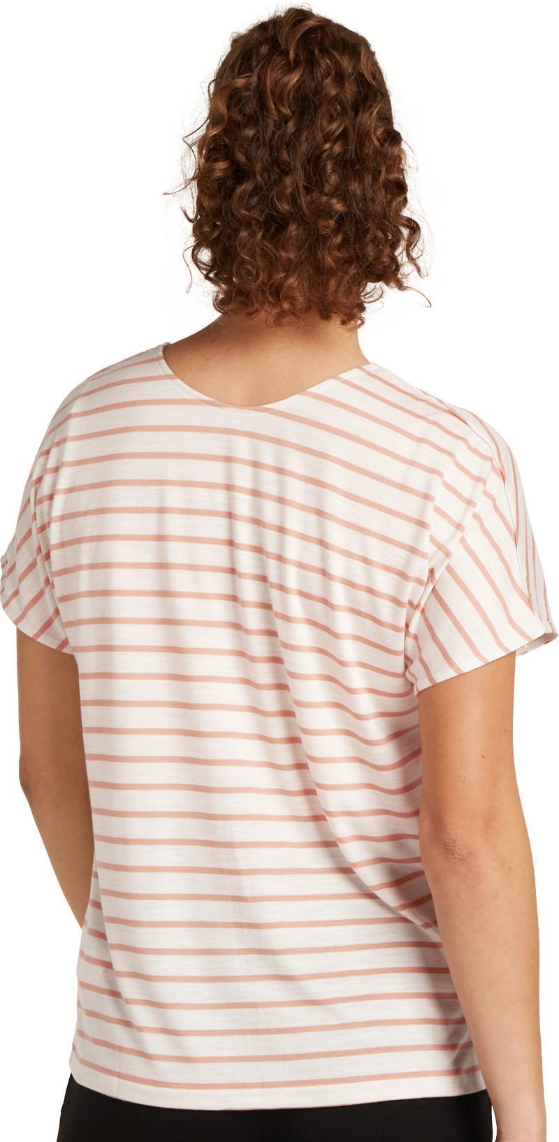 Merino Blend Drayden Reversible SS Top - Stripe - Womens - ecru heather / desert sand - stripe 1