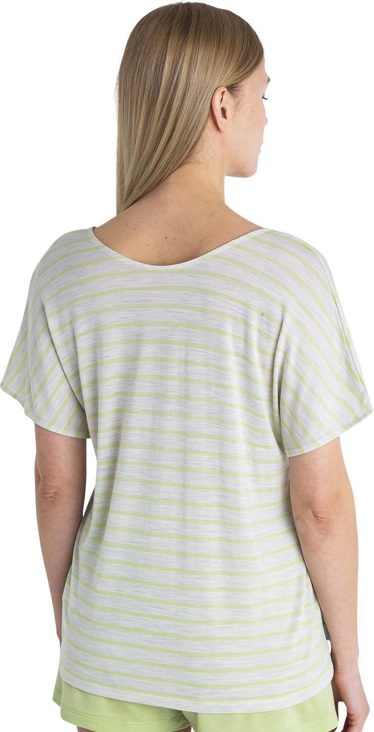 Merino Blend Drayden Reversible SS Top - Stripe - Womens - ecru heather / glazen - stripe 1