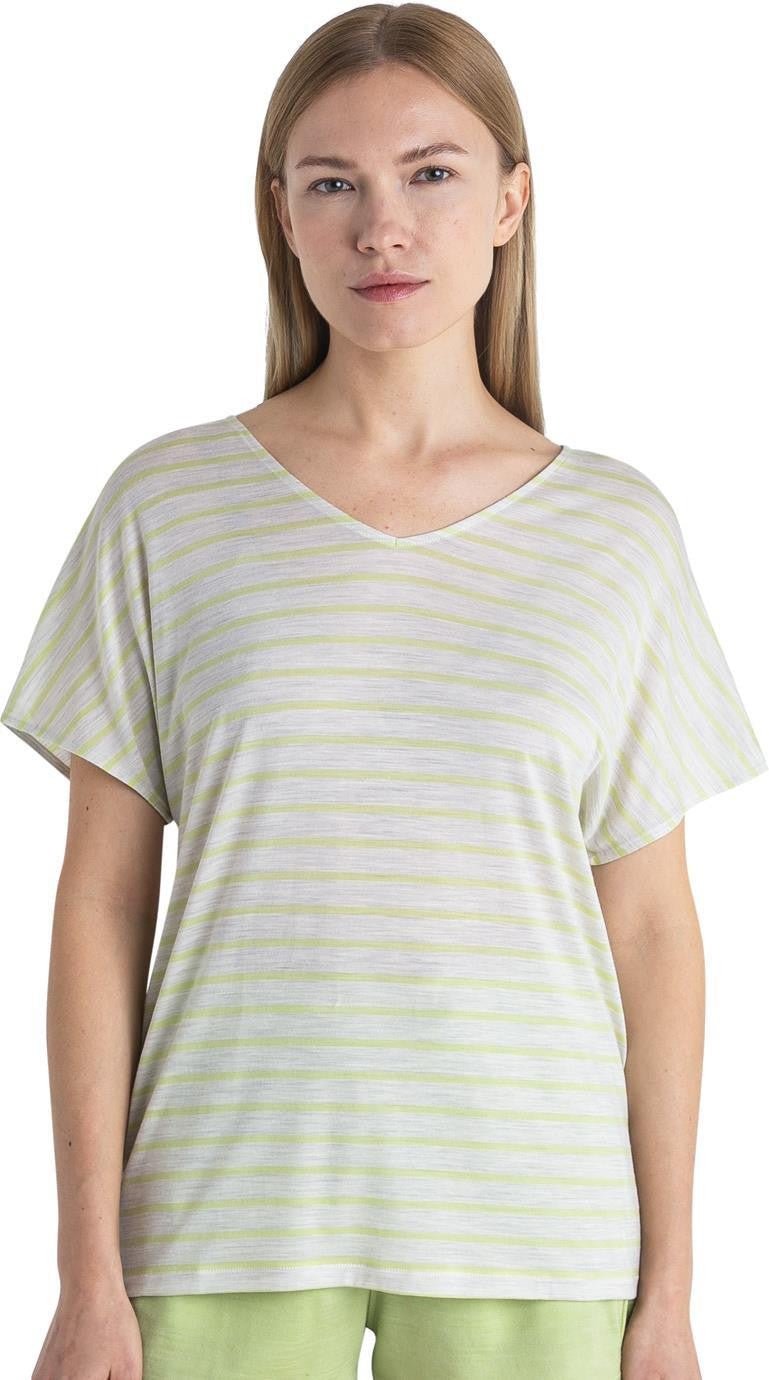 Merino Blend Drayden Reversible SS Top - Stripe - Womens - ecru heather / glazen - stripe 1
