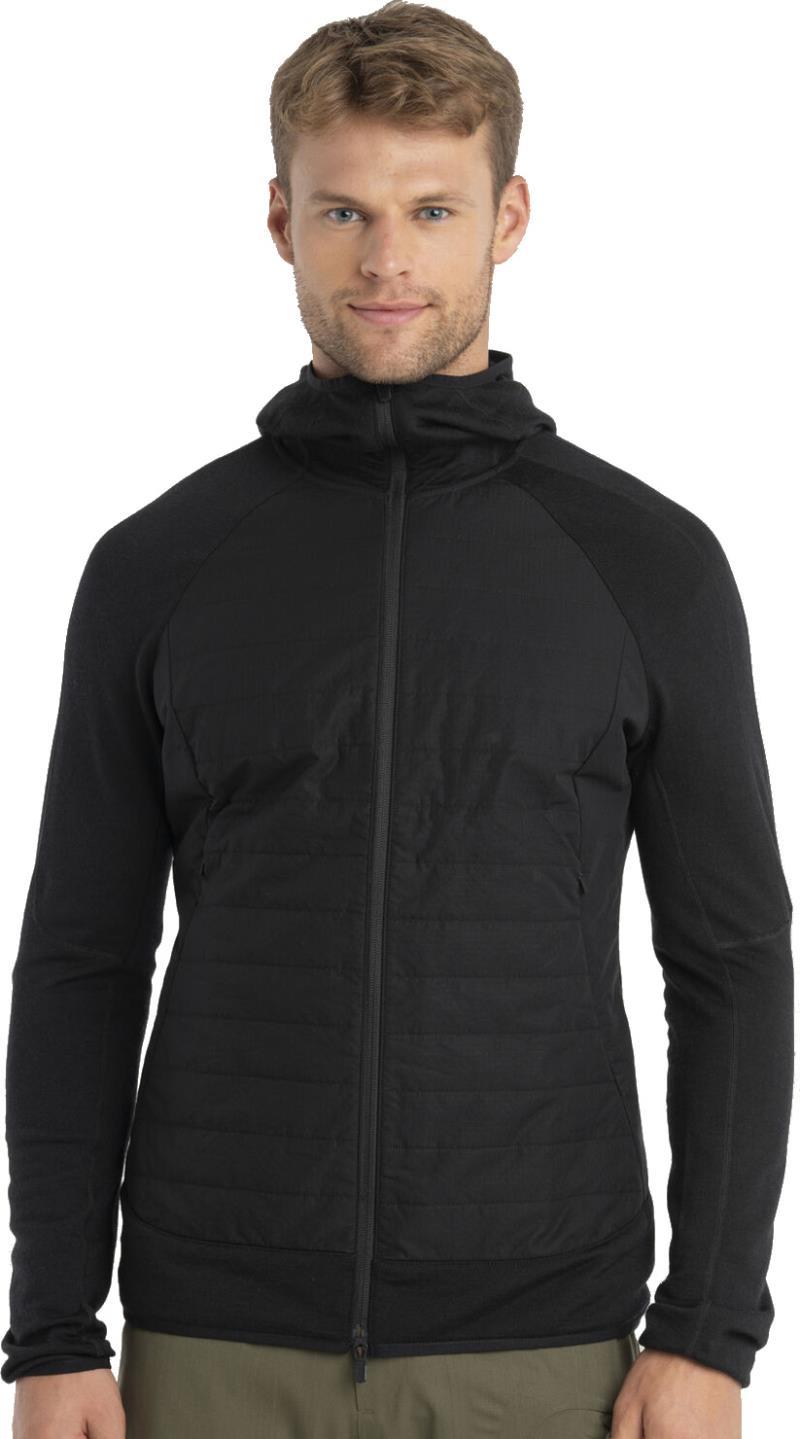Merino Blend Quantum Hybrid LS Zip Hoodie - Mens - black 1