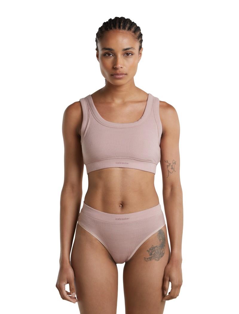 Merino Blend Rib Lotus Bra - Womens - pink quartz 1