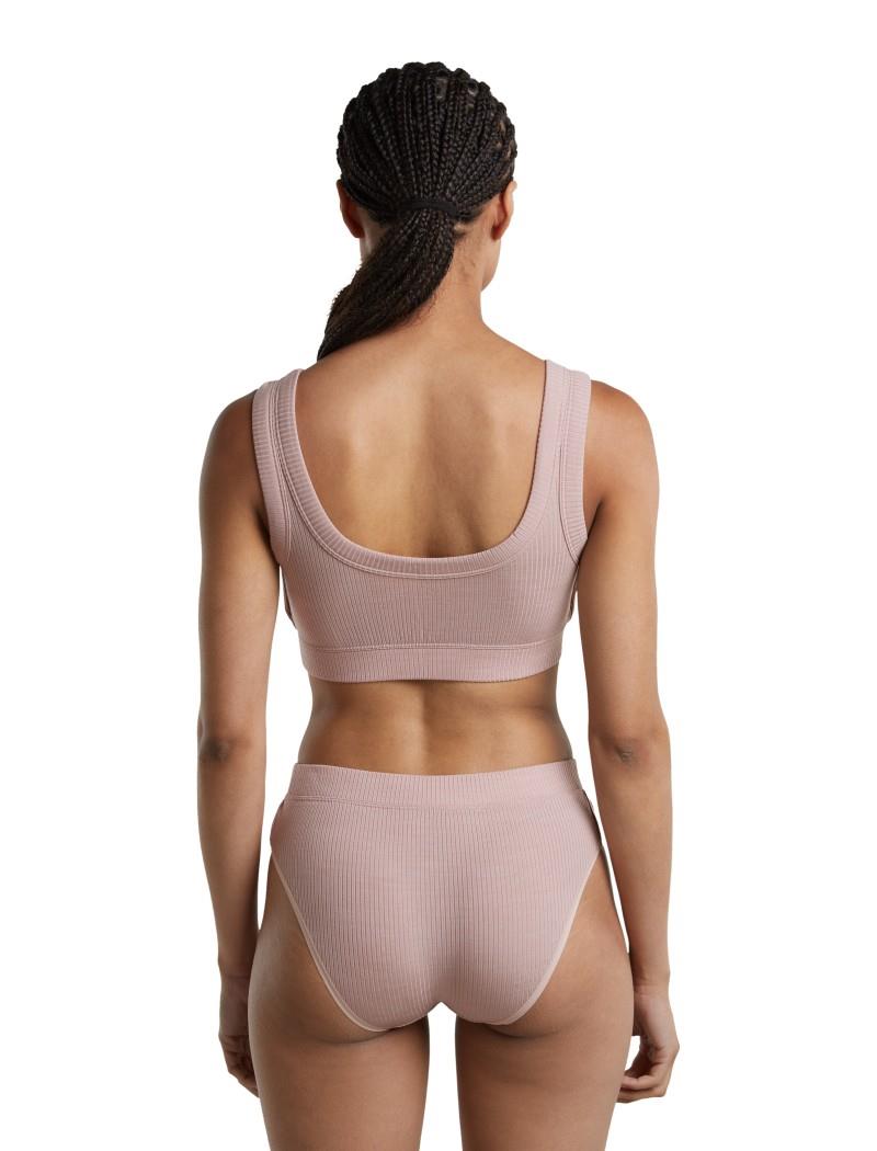 Merino Blend Rib Lotus Bra - Womens - pink quartz 1