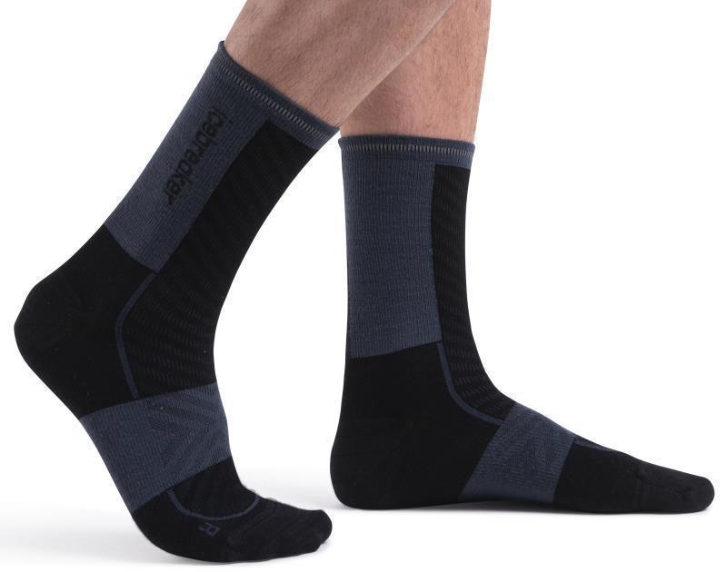 Merino Blend Run+ Crew Socks - Ultralight - Mens - Black / Graphite 1