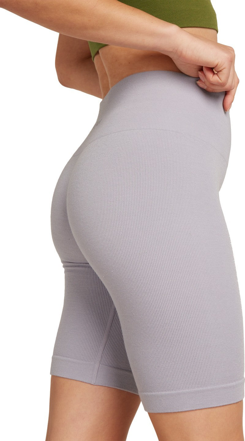 Merino Blend Seamless Rib 8" High Rise Shorts - Womens - grey quartz 1