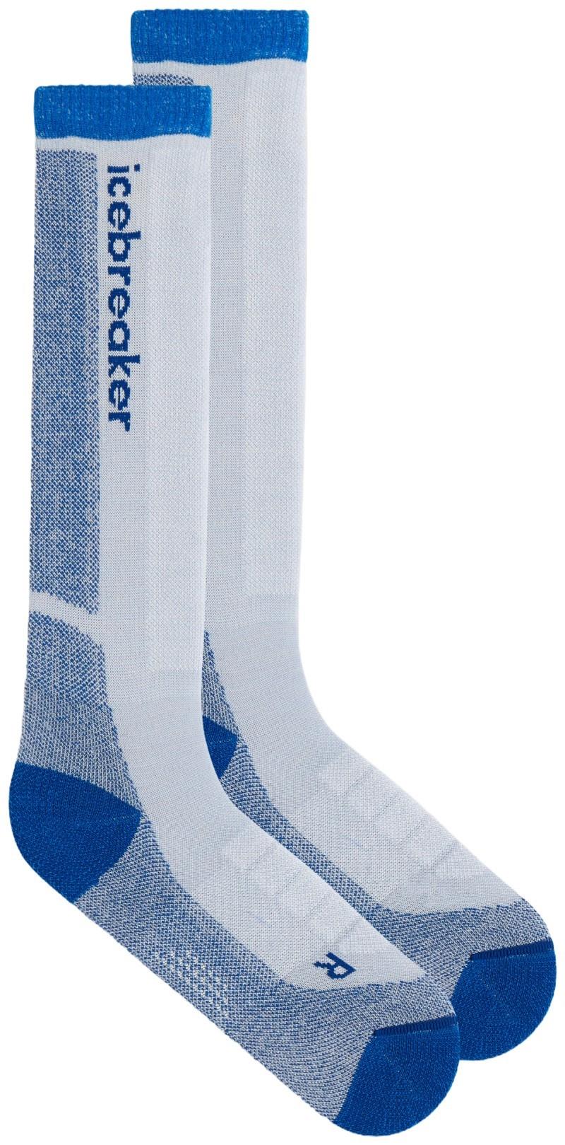 Merino Blend Ski+ Over The Calf Socks - Medium - Kids - zinc blue / lazurite / snow 1