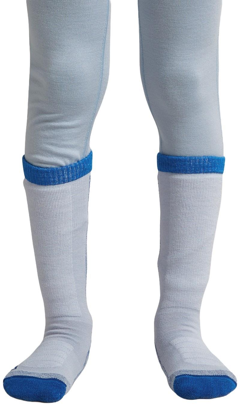 Merino Blend Ski+ Over The Calf Socks - Medium - Kids - zinc blue / lazurite / snow 1