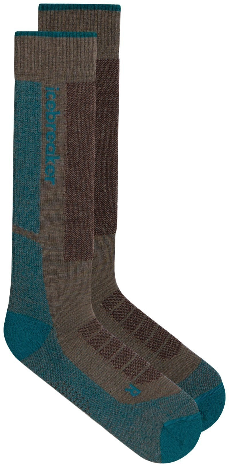 Merino Blend Ski+ Over The Calf Socks - Medium - Womens - porcini / tidal teal / java 1