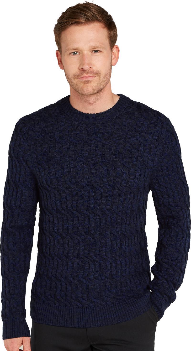 Merino Cable Knit Crewe Sweater - Mens - Midnight Navy / Royal Navy 2