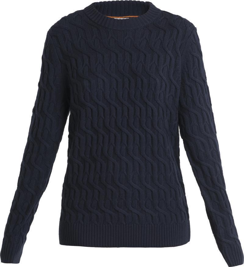 Merino Cable Knit Crewe Sweater - Womens - Midnight Navy #401 1