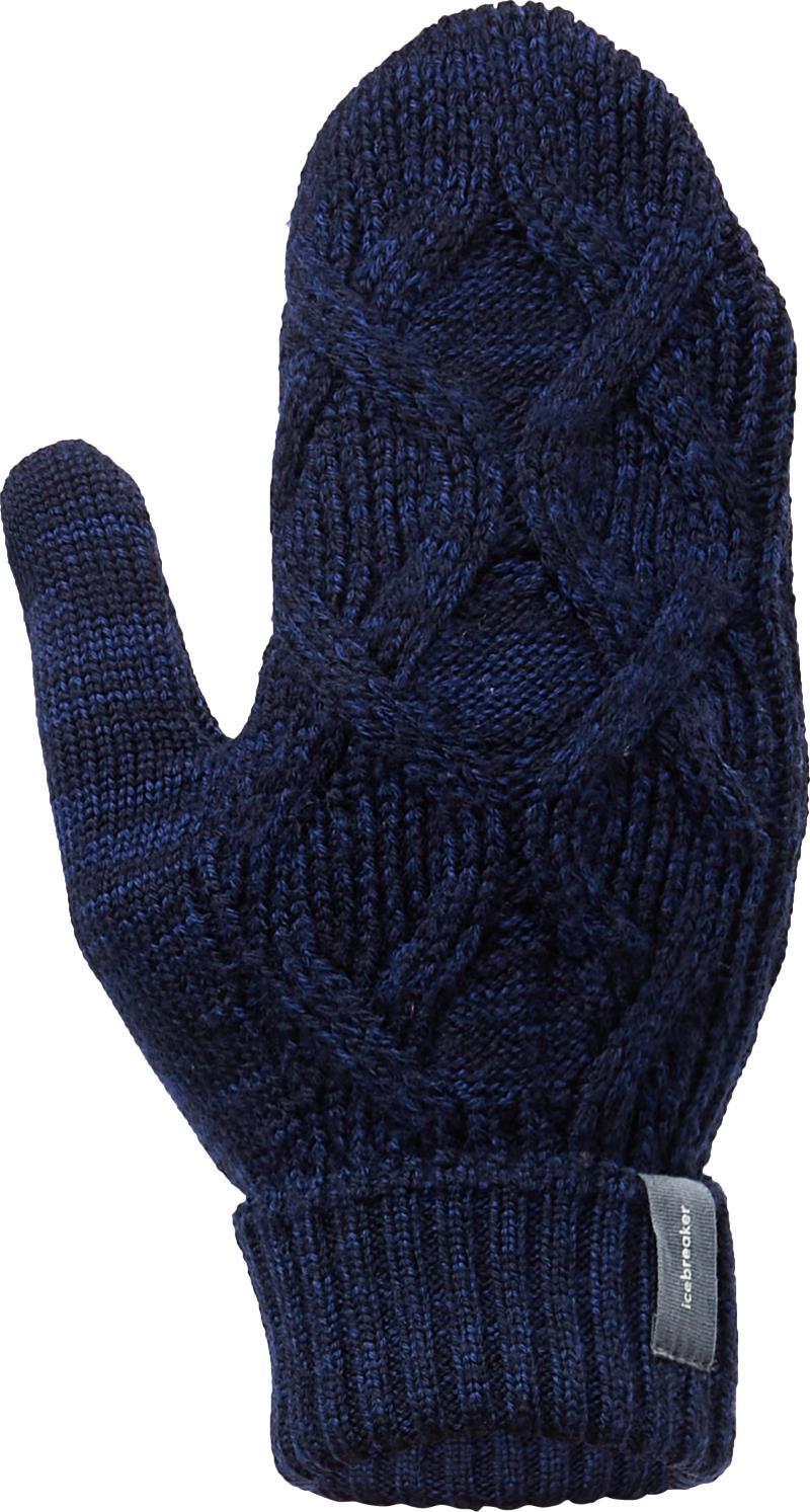 Merino Cable Knit Mittens - midnight navy / royal navy 1