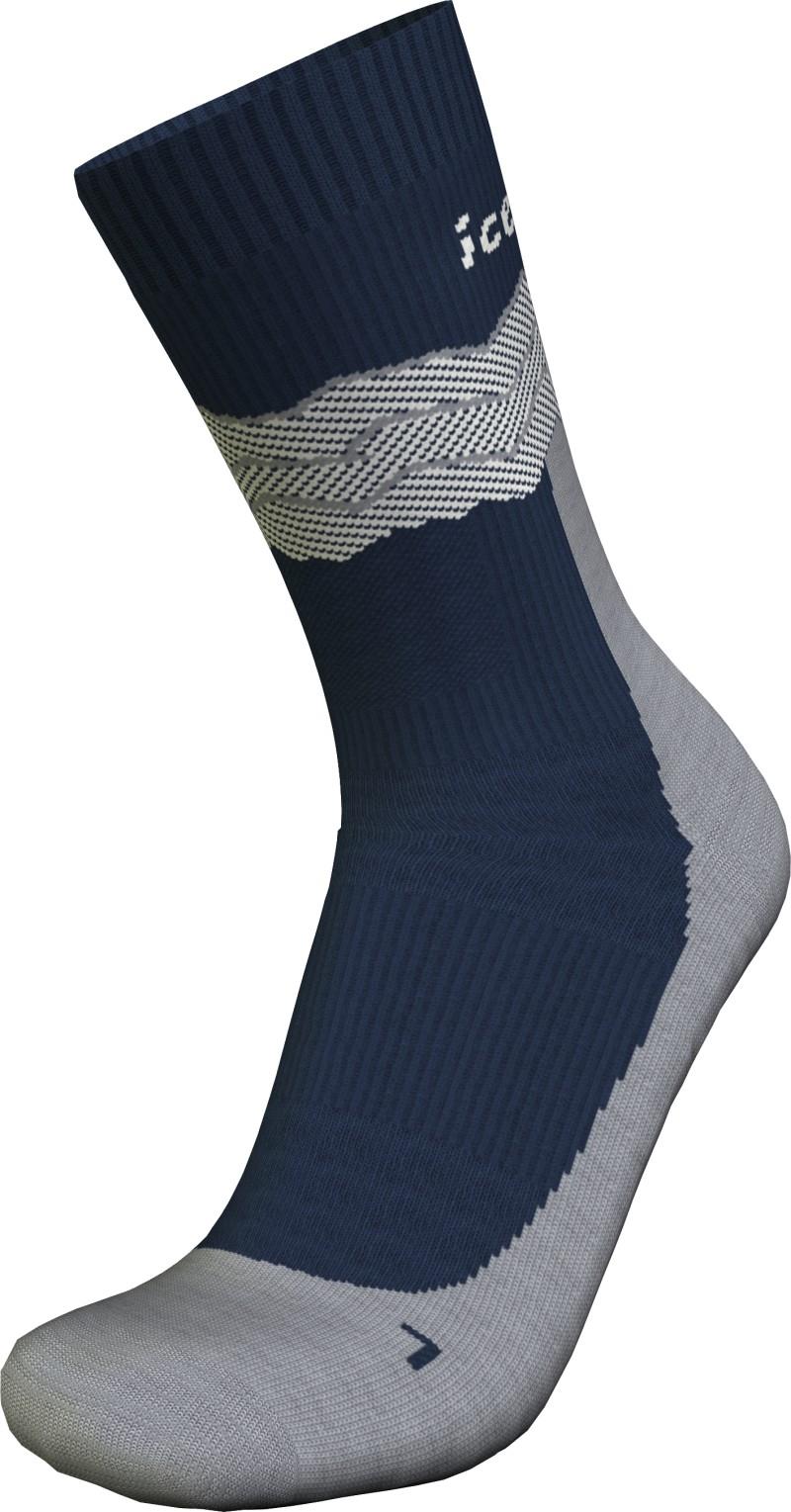 Merino Hike+ Crew Socks - Medium - Across the Peaks - Mens - midnight navy / alloy / snow 1