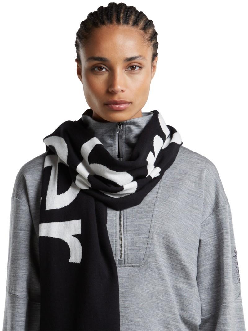Merino Icebreaker Scarf - black / ecru heather 1