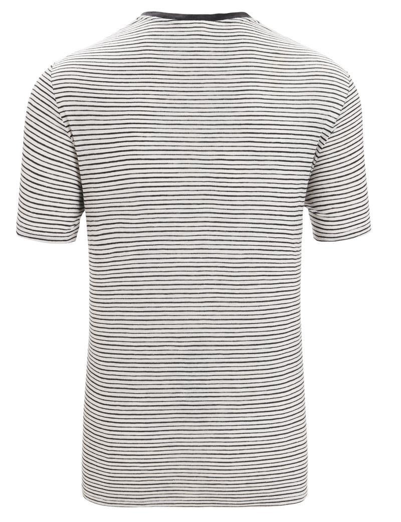 Merino Linen SS Tee - Stripe - Mens - snow / black - stripe 1