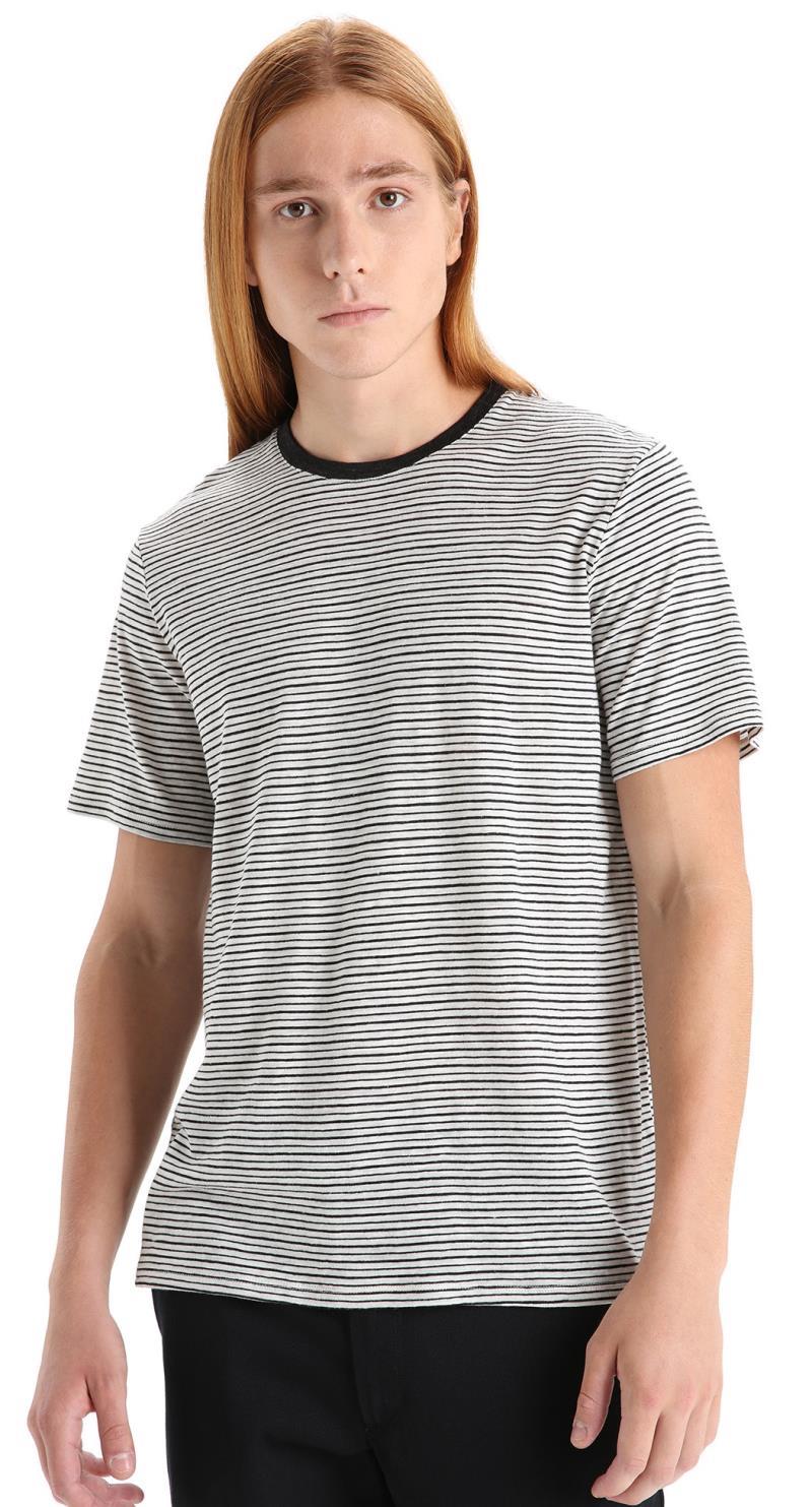 Merino Linen SS Tee - Stripe - Mens - snow / black - stripe 1