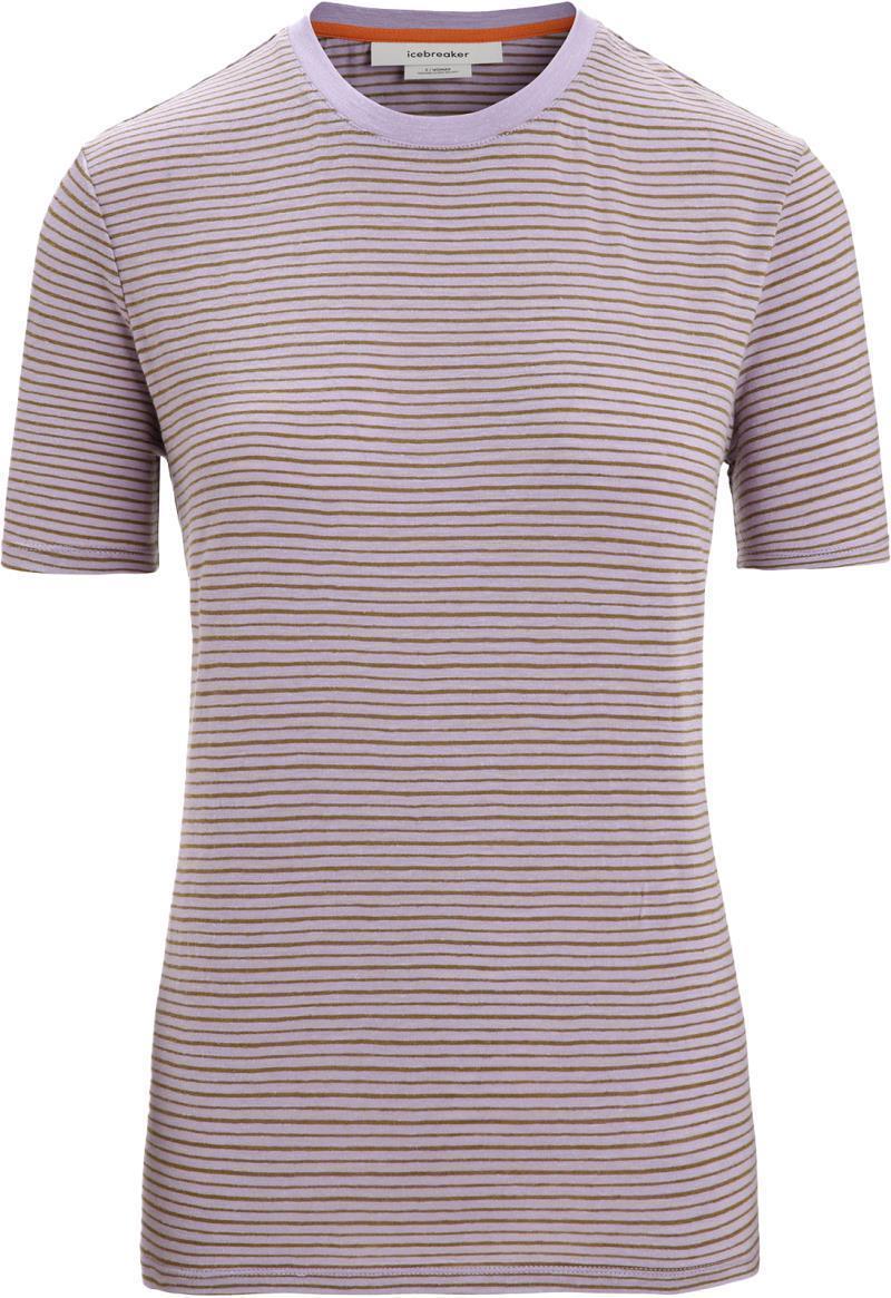 Merino Linen SS Tee - Stripe - Womens - Purple Gaze / Algae - Stripe 1