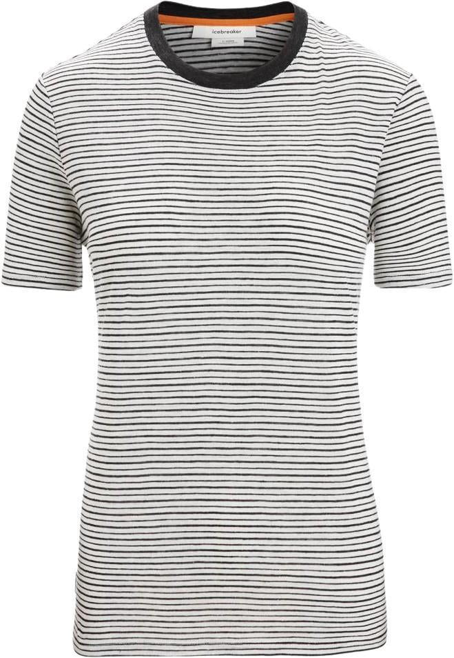 Merino Linen SS Tee - Stripe - Womens - Snow / Black - Stripe 1