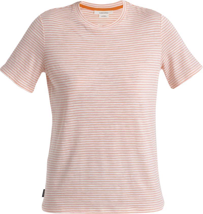 Merino Linen SS Tee - Stripe - Womens - Snow / Glow - Stripe 1