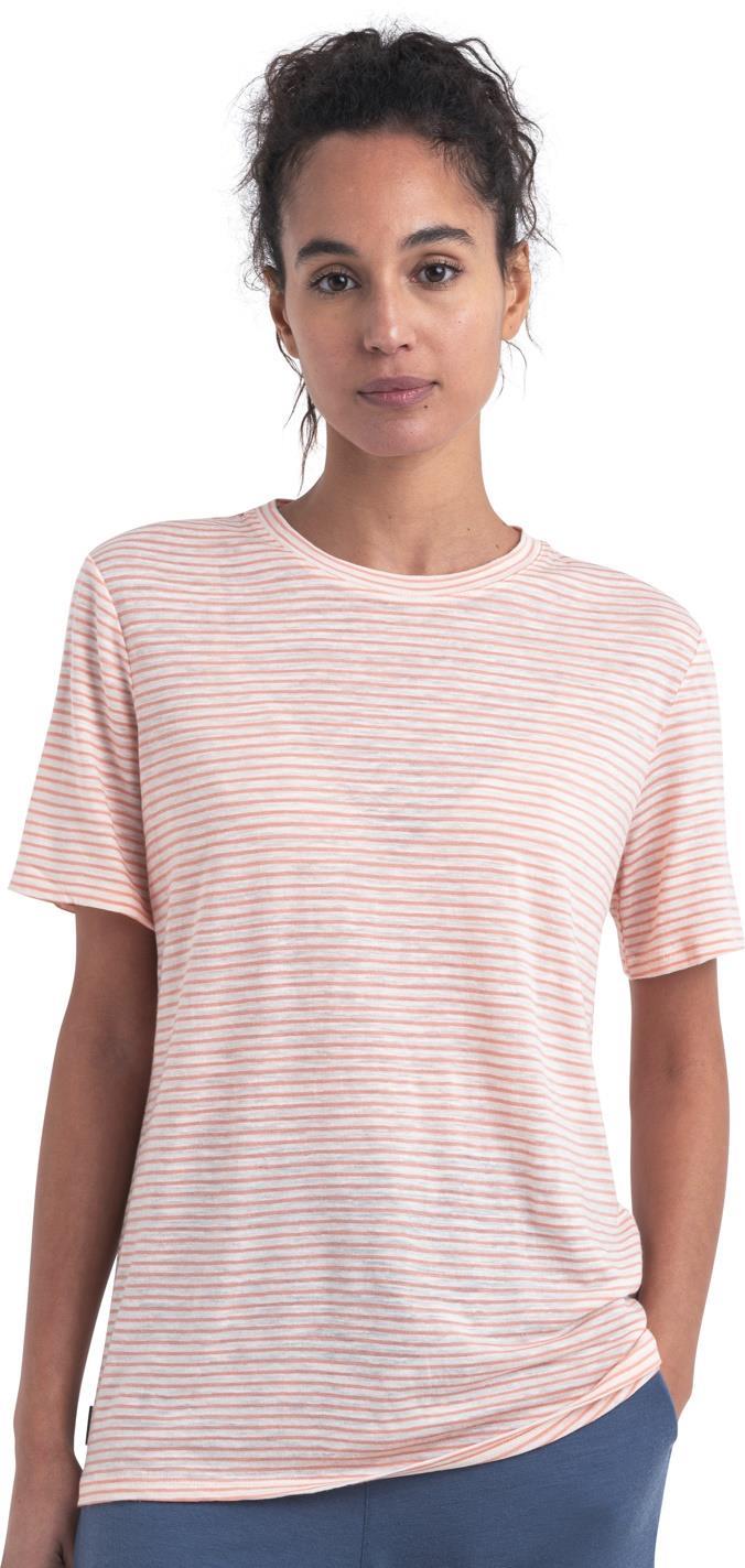 Merino Linen SS Tee - Stripe - Womens - Snow / Glow - Stripe 2