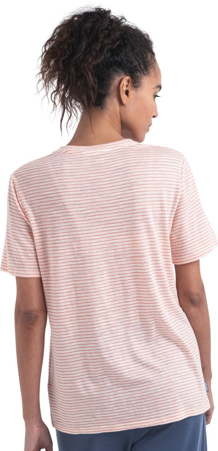 Merino Linen SS Tee - Stripe - Womens - Snow / Glow - Stripe 3