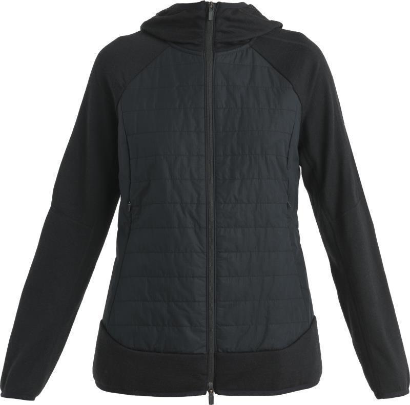 Merino Quantum Hybrid LS Zip Hoodie - Womens - Black 1