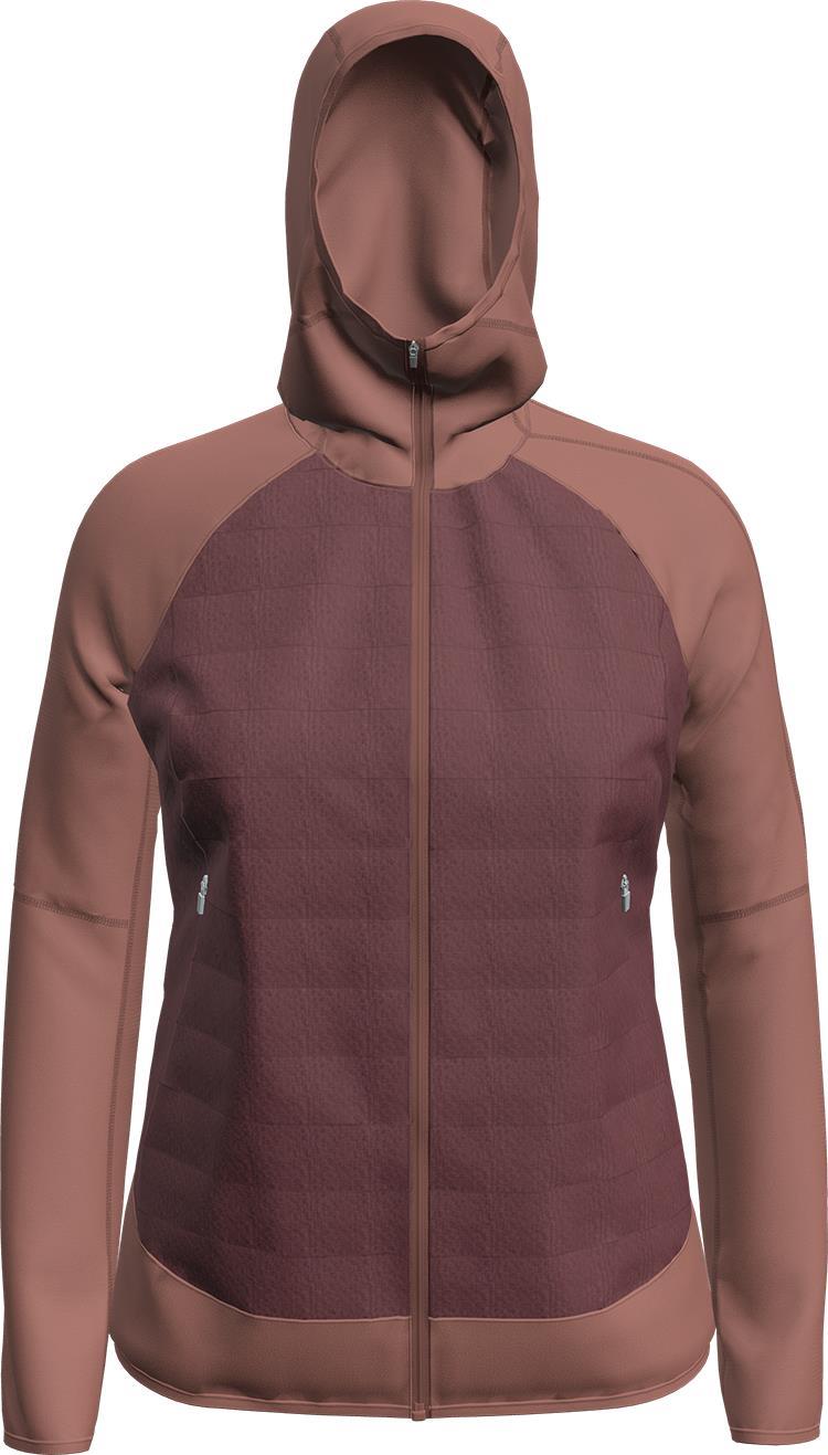 Merino Quantum Hybrid LS Zip Hoodie - Womens - Cedarwood / Port / CB 1