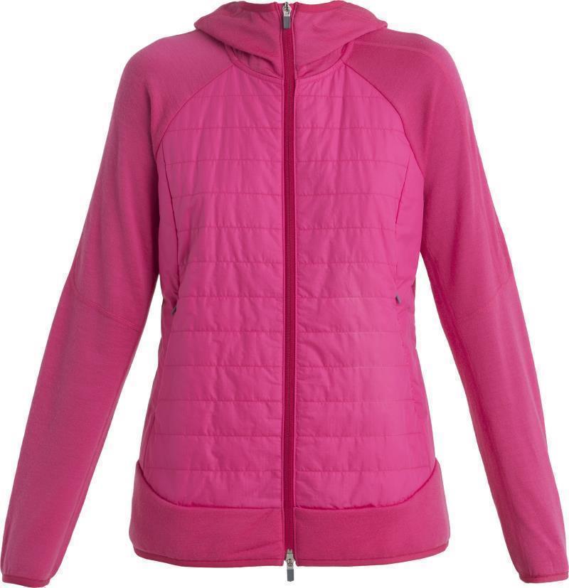Merino Quantum Hybrid LS Zip Hoodie - Womens - Electron Pink / Tempo / CB 1