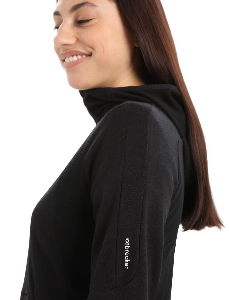 Merino Quantum ZoneKnit LS Zip Hoodie - Womens - Black 5