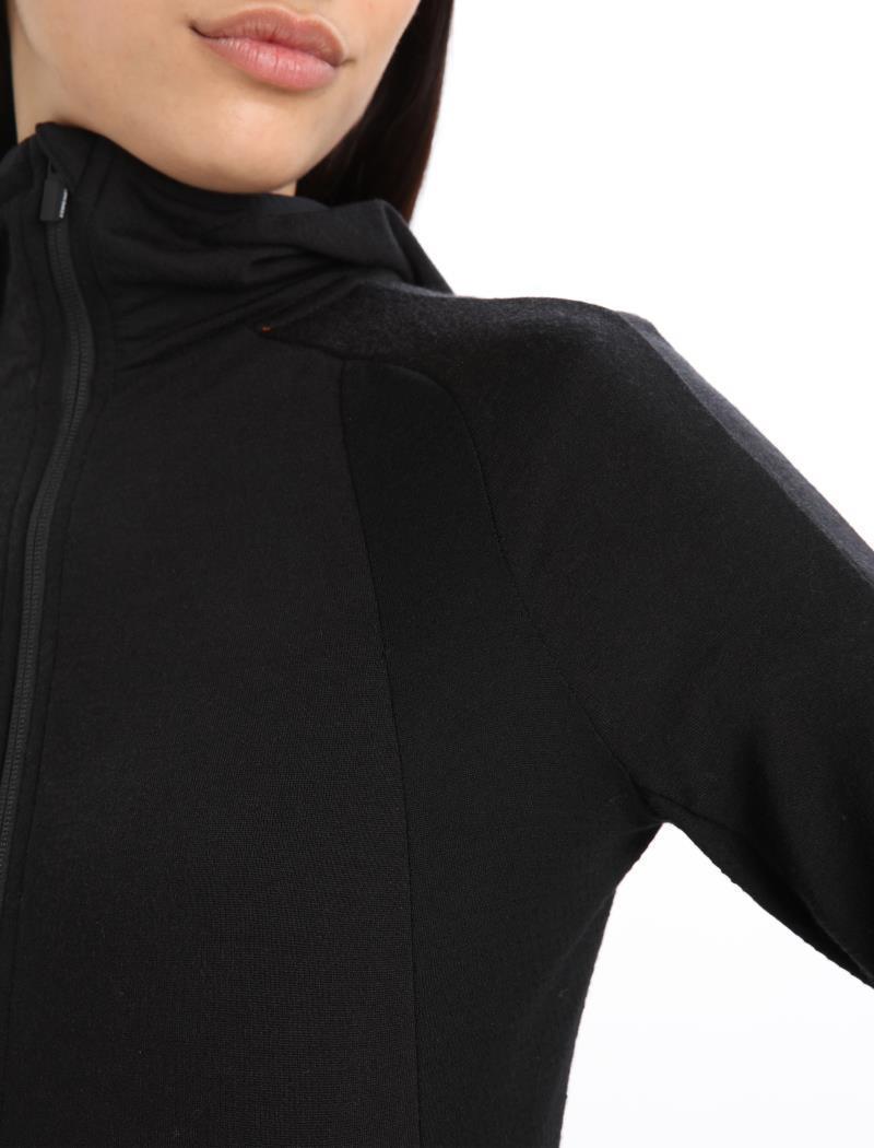 Merino Quantum ZoneKnit LS Zip Hoodie - Womens - Black 6