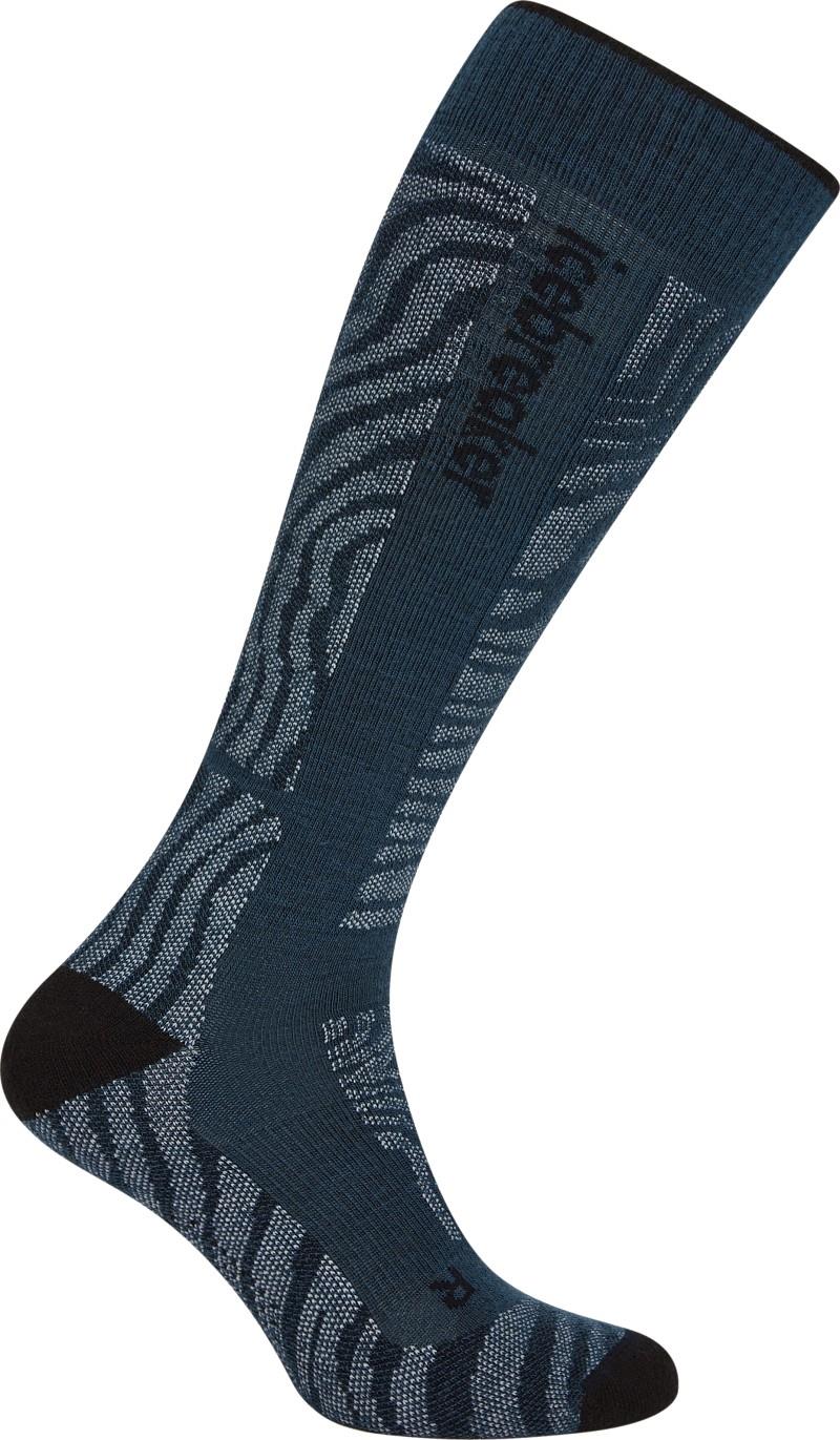 Merino Ski+ Over The Calf Socks - Medium - Mountain Contour - Mens - abyss / black / snow 1