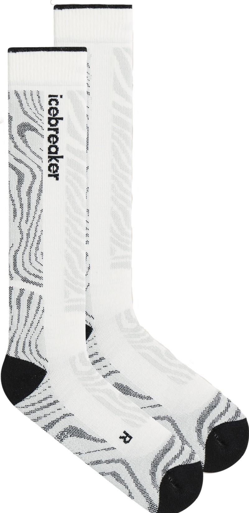 Merino Ski+ Over The Calf Socks - Medium - Mountain Contour - Mens - snow / black / ether 1