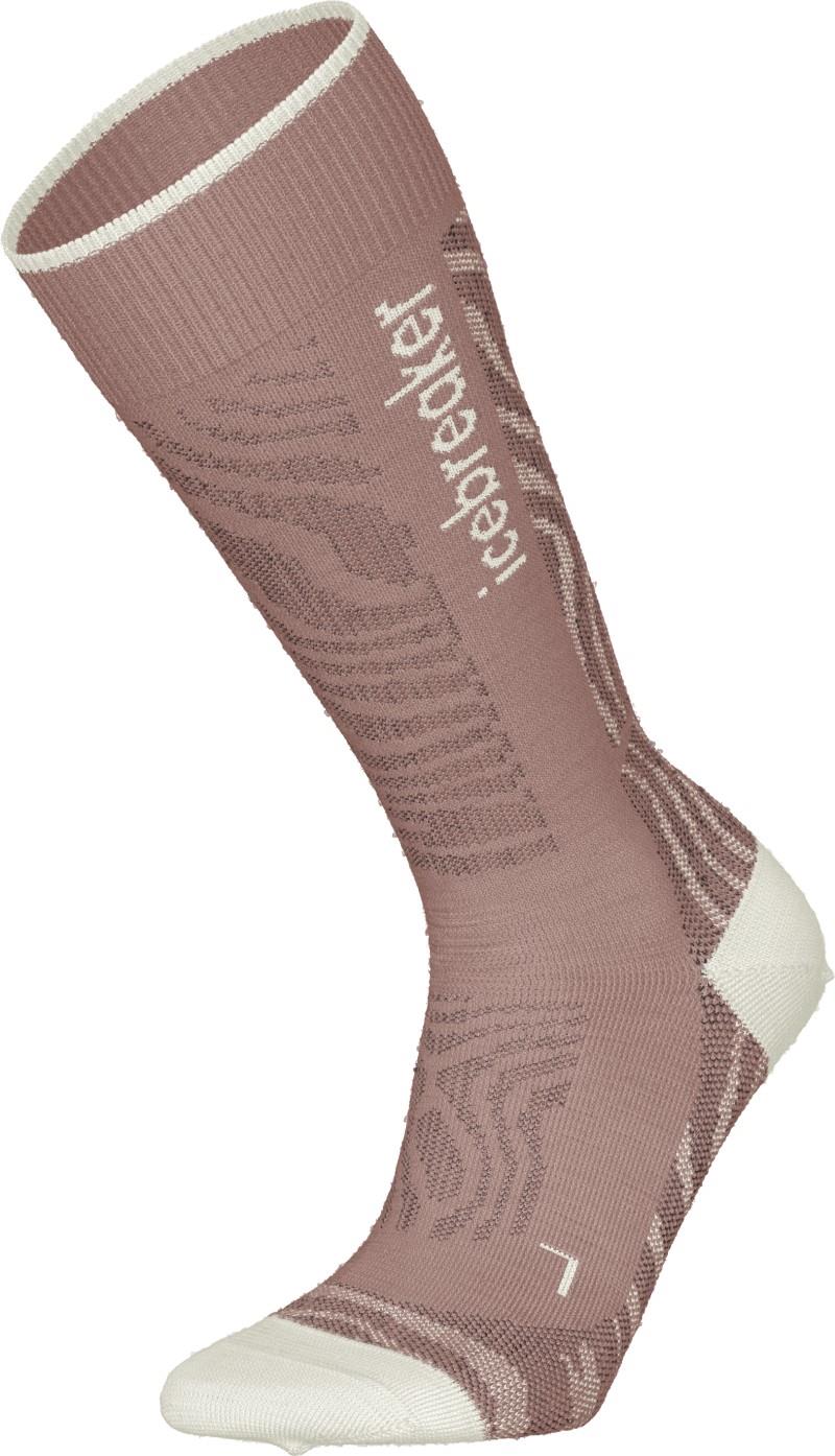 Merino Ski+ Over The Calf Socks - Medium - Mountain Contour - Womens - pink quartz / snow / bittersweet 1