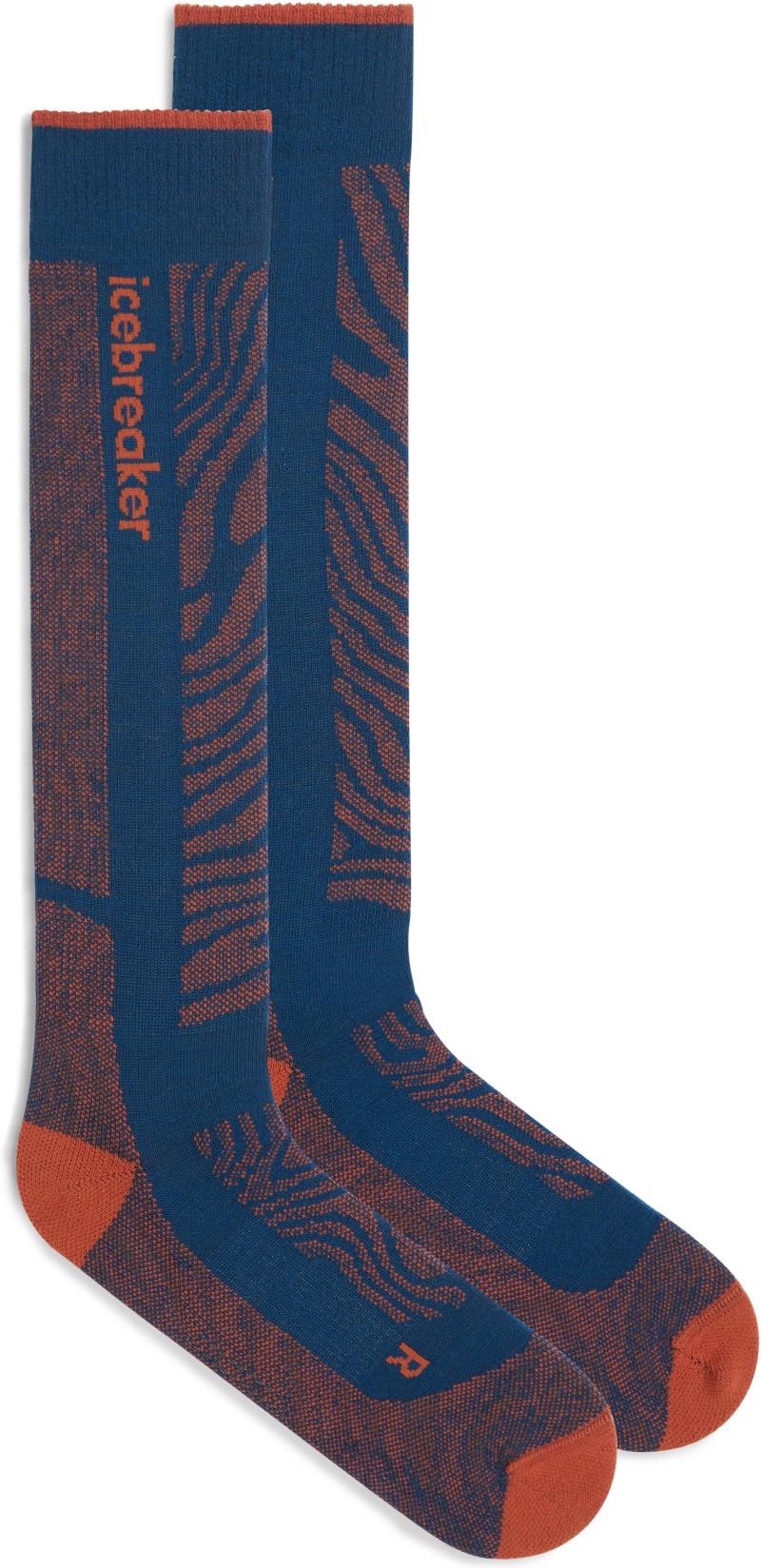 Merino Ski+ Over the Calf Socks - Medium - Mountain Contour - Mens - atlantis / agate / fervid 1