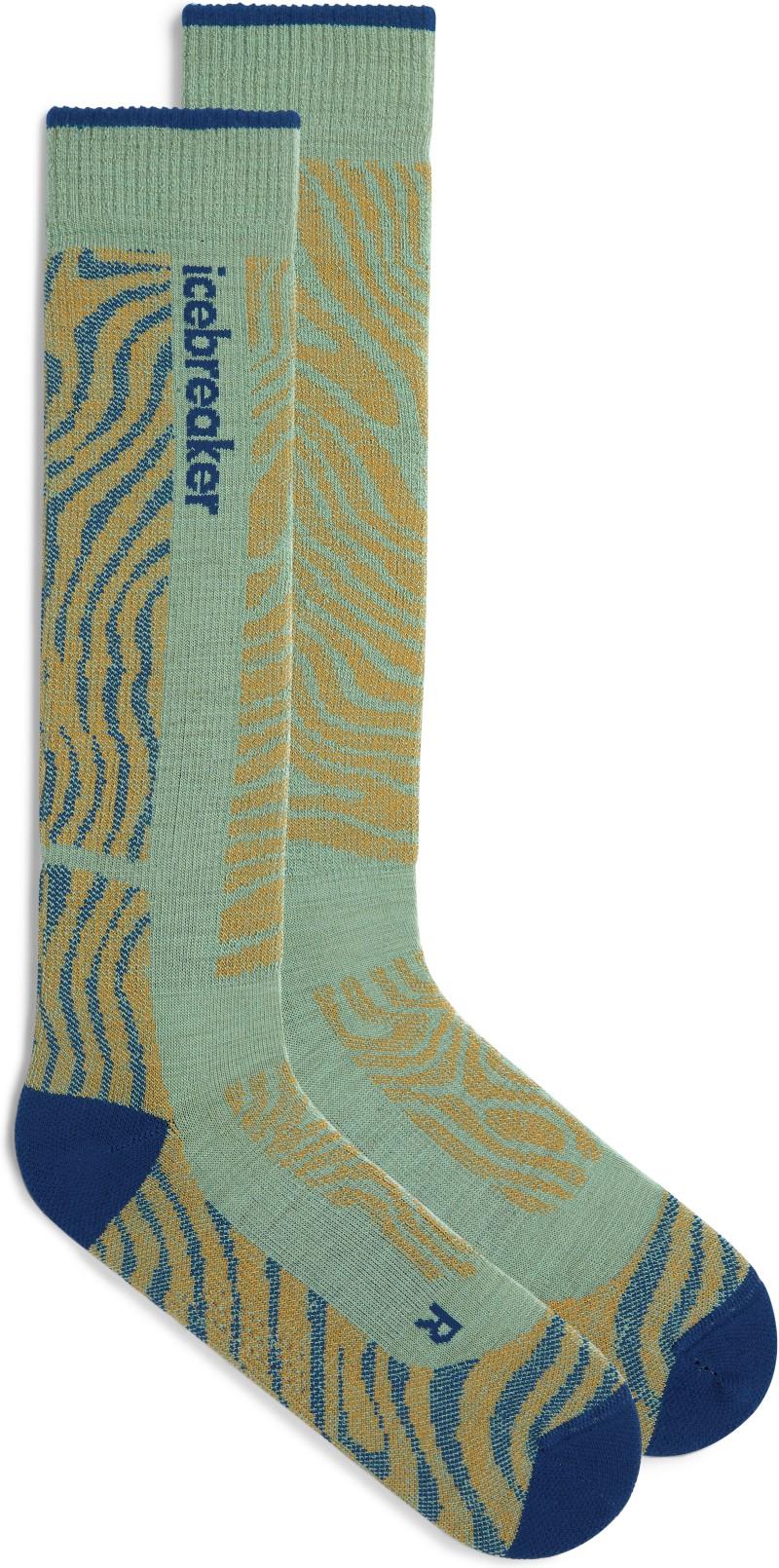 Merino Ski+ Over the Calf Socks - Medium - Mountain Contour - Mens - seaglass / atlantis / trail 1