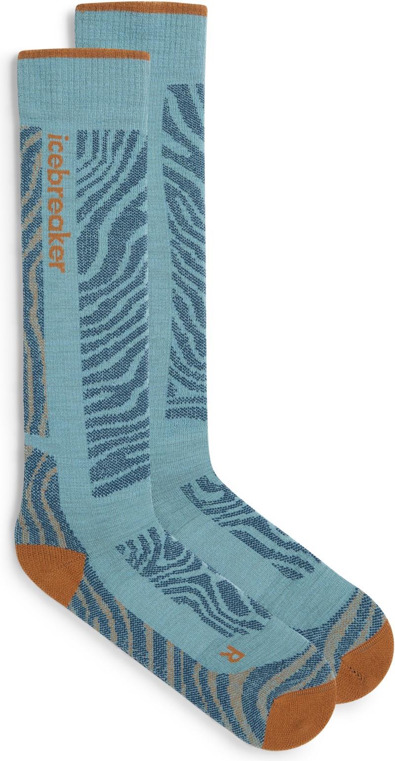 Merino Ski+ Over the Calf Socks - Medium - Mountain Contour - Womens - hydro / trail / atlantis 1