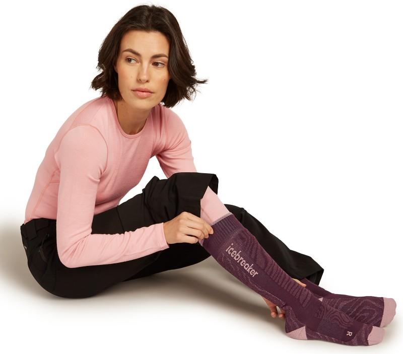 Merino Ski+ Over the Calf Socks - Medium - Mountain Contour - Womens - java / blush / summit 1