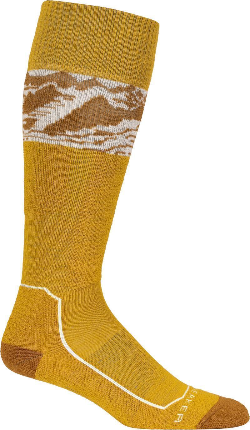 Ski+ Over The Calf Socks - Light - Alps 3D - Womens - Silent Gold / Clove / Snow 1