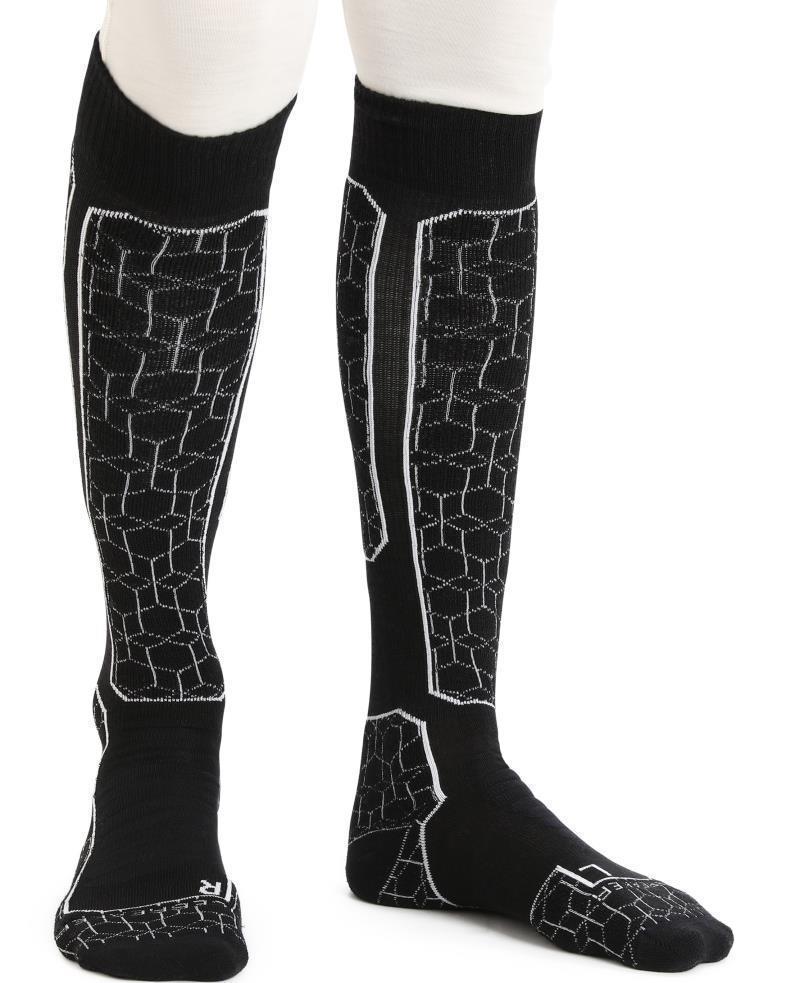 Ski+ Over The Calf Socks - Medium - Alpine Geo - Mens - Black / Snow 2