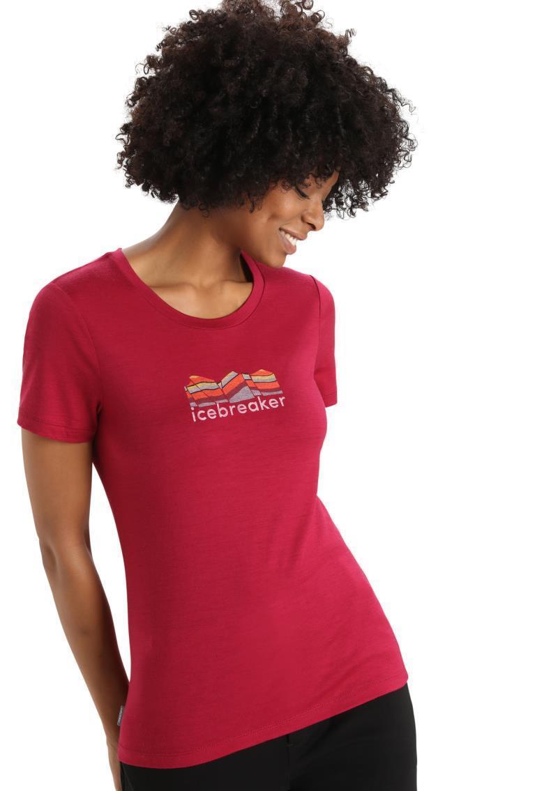 Tech Lite II SS Tee - Mountain Geology - Womens - Cherry 2