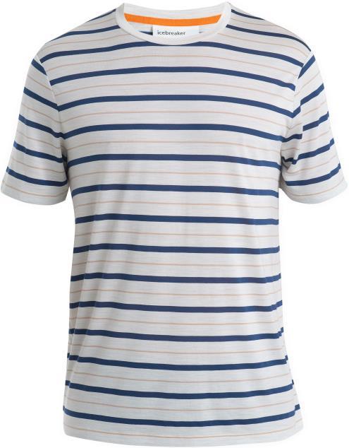 Wave SS Tee - Stripe - Mens - Ecru Heather / Royal Navy / Praline - Stripe 1