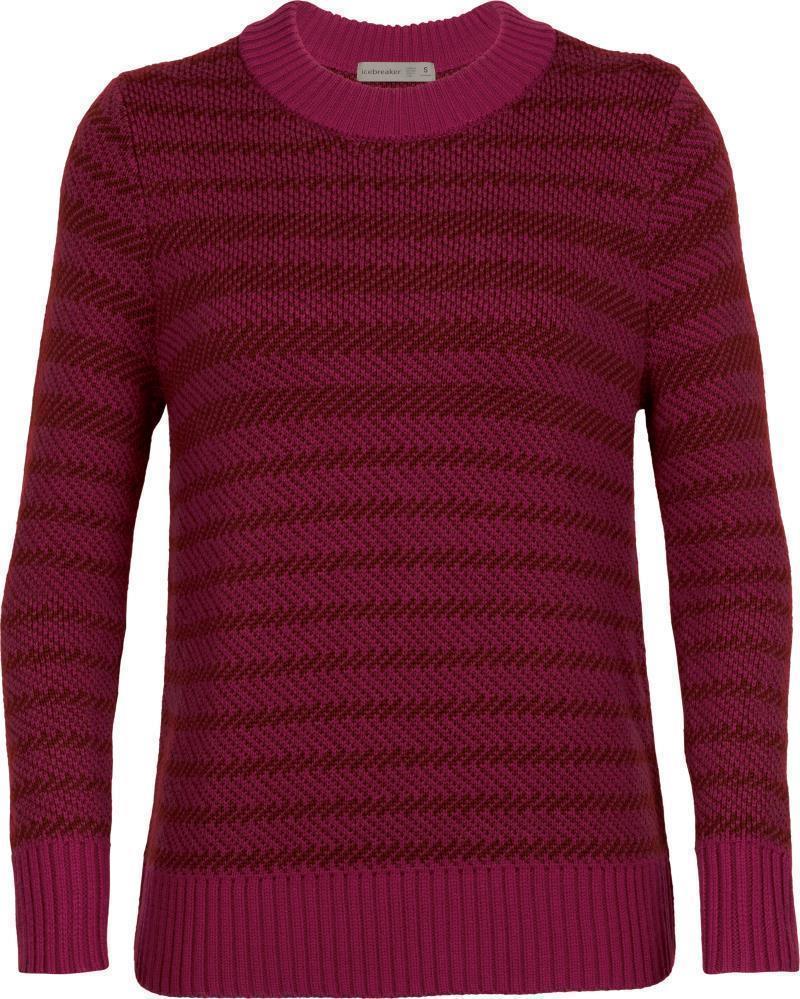 Waypoint Crewe Sweater - Womens - cherry / espresso - stripe 1