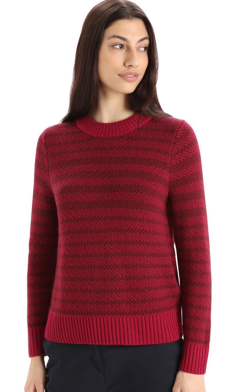 Waypoint Crewe Sweater - Womens - cherry / espresso - stripe 1