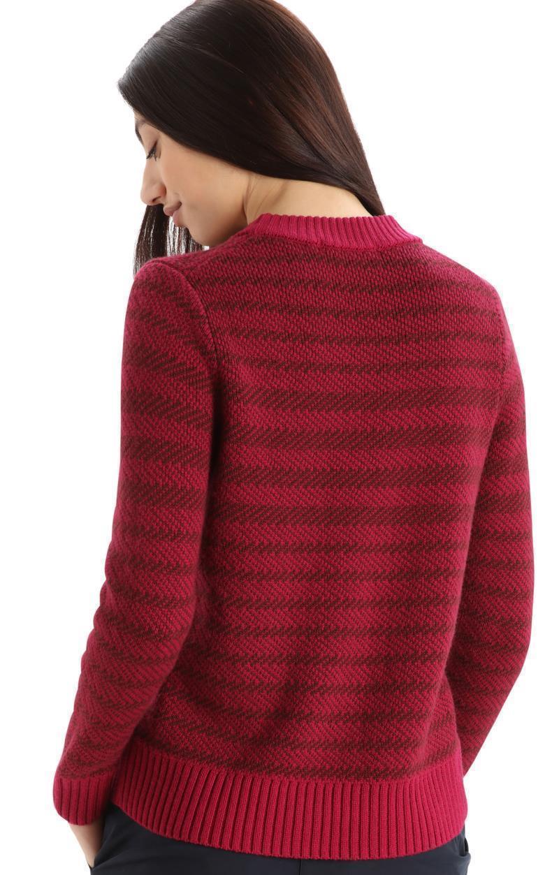 Waypoint Crewe Sweater - Womens - cherry / espresso - stripe 1