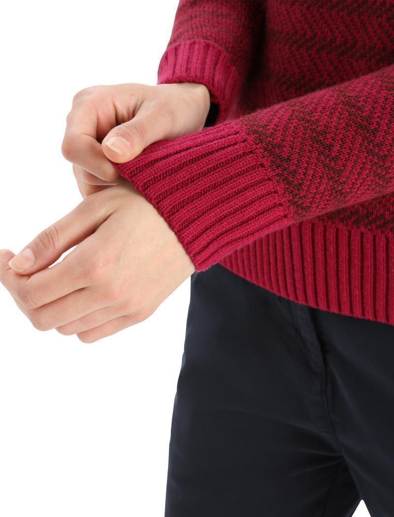 Waypoint Crewe Sweater - Womens - cherry / espresso - stripe 1