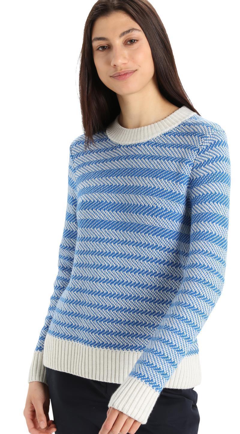 Waypoint Crewe Sweater - Womens - ecru heather / lazurite - stripe 1