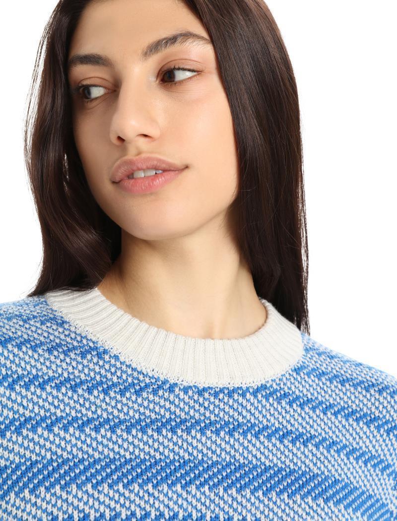 Waypoint Crewe Sweater - Womens - ecru heather / lazurite - stripe 1