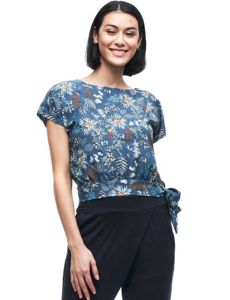 Aleste SS Shirt - Womens - Botanical Deep Sea Print 1