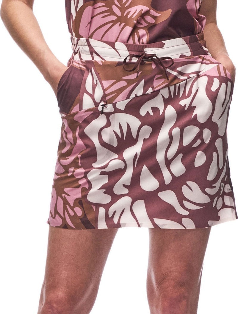 Alokaya Skort - Womens - burgundy piwonia print 1