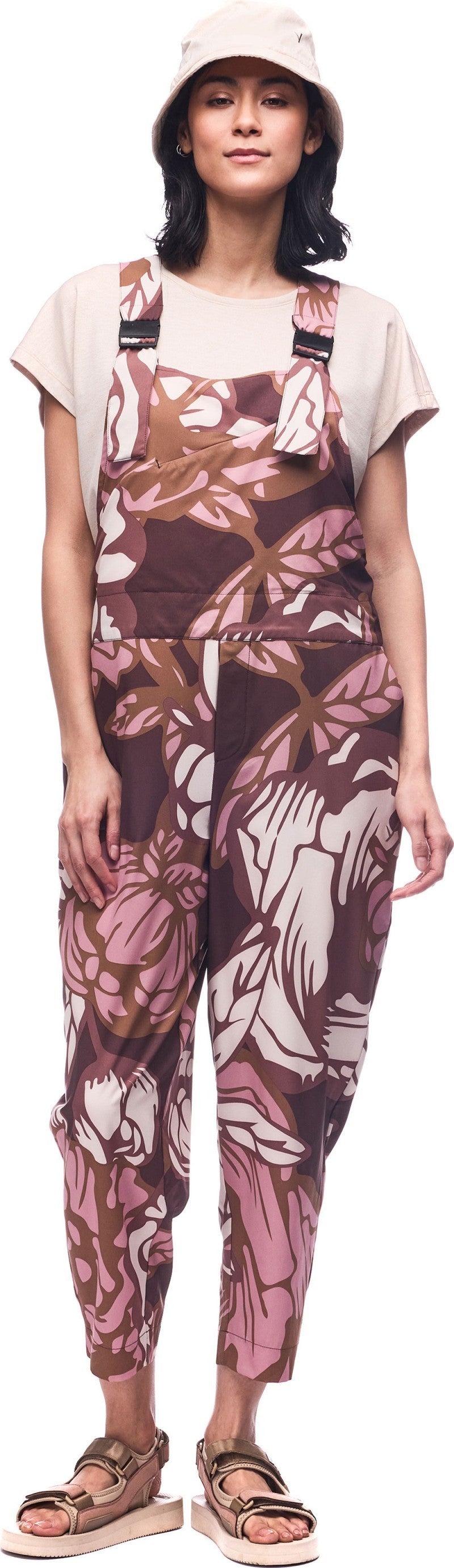 Arin Overalls - Womens - burgundy piwonia print 1