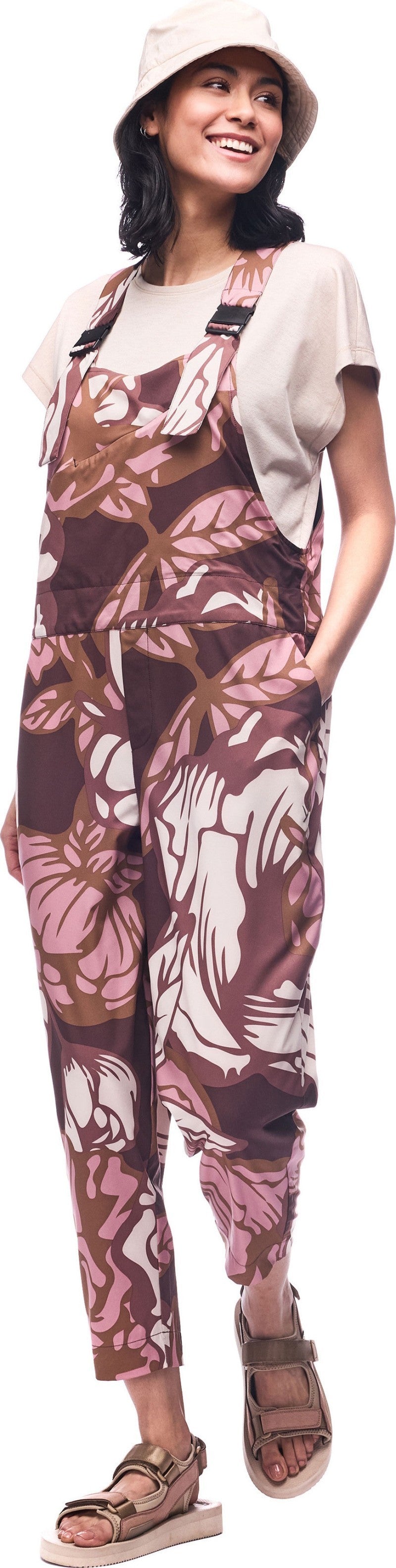 Arin Overalls - Womens - burgundy piwonia print 1